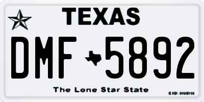 TX license plate DMF5892