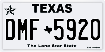 TX license plate DMF5920
