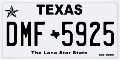 TX license plate DMF5925