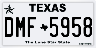 TX license plate DMF5958
