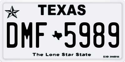 TX license plate DMF5989