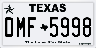 TX license plate DMF5998