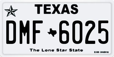 TX license plate DMF6025
