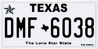 TX license plate DMF6038