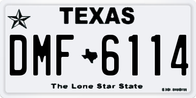 TX license plate DMF6114