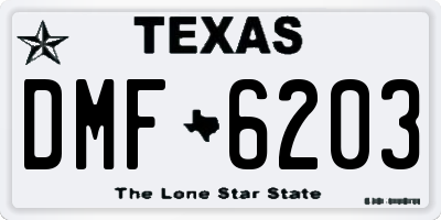 TX license plate DMF6203