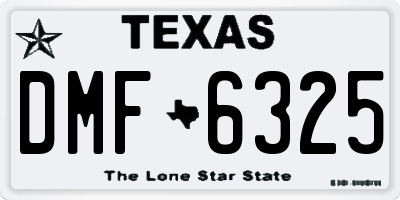 TX license plate DMF6325
