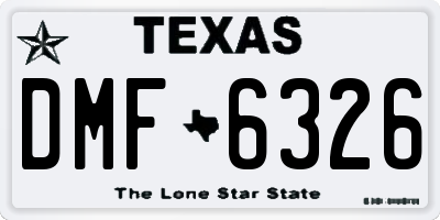 TX license plate DMF6326