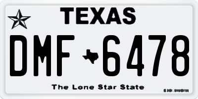 TX license plate DMF6478