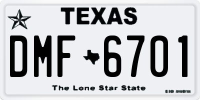 TX license plate DMF6701