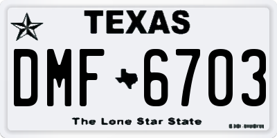 TX license plate DMF6703