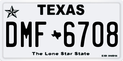 TX license plate DMF6708