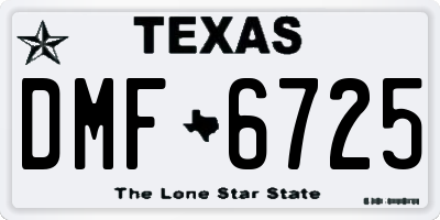 TX license plate DMF6725