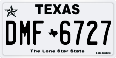 TX license plate DMF6727