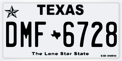 TX license plate DMF6728