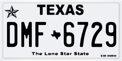 TX license plate DMF6729