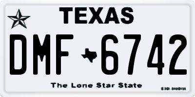 TX license plate DMF6742