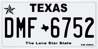 TX license plate DMF6752