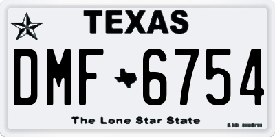 TX license plate DMF6754