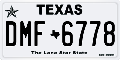 TX license plate DMF6778