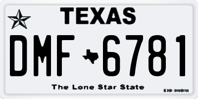 TX license plate DMF6781