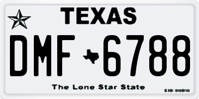 TX license plate DMF6788