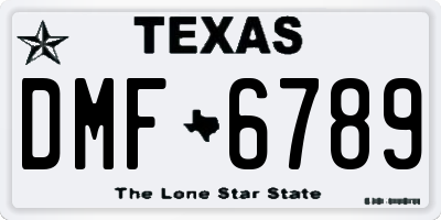 TX license plate DMF6789