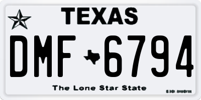 TX license plate DMF6794