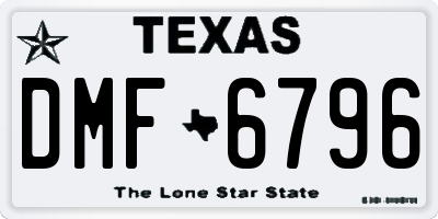 TX license plate DMF6796