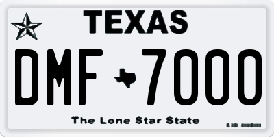 TX license plate DMF7000