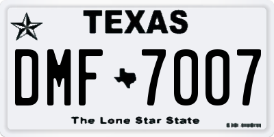 TX license plate DMF7007