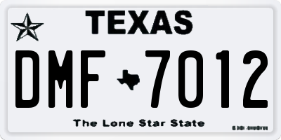 TX license plate DMF7012