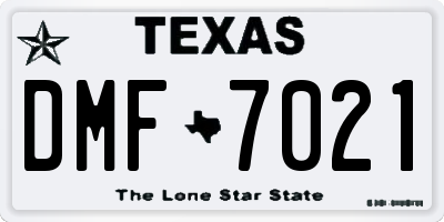 TX license plate DMF7021