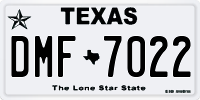 TX license plate DMF7022