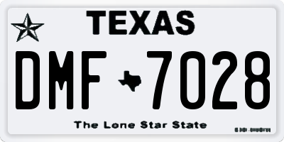 TX license plate DMF7028