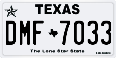 TX license plate DMF7033