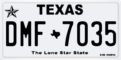 TX license plate DMF7035
