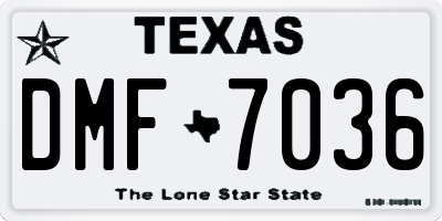 TX license plate DMF7036