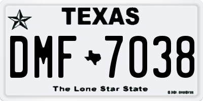 TX license plate DMF7038