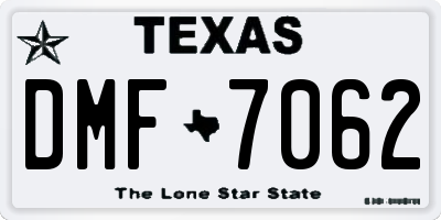 TX license plate DMF7062