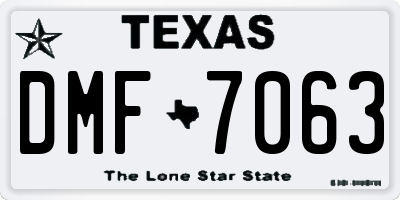 TX license plate DMF7063