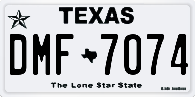 TX license plate DMF7074