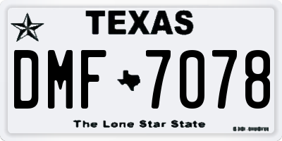 TX license plate DMF7078