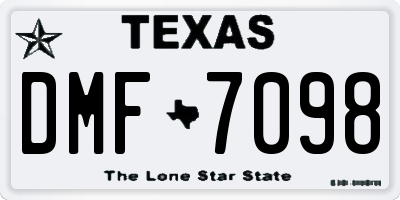TX license plate DMF7098