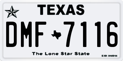 TX license plate DMF7116