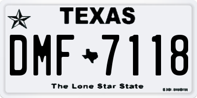 TX license plate DMF7118