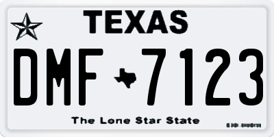 TX license plate DMF7123