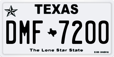 TX license plate DMF7200