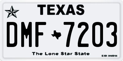 TX license plate DMF7203