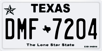 TX license plate DMF7204
